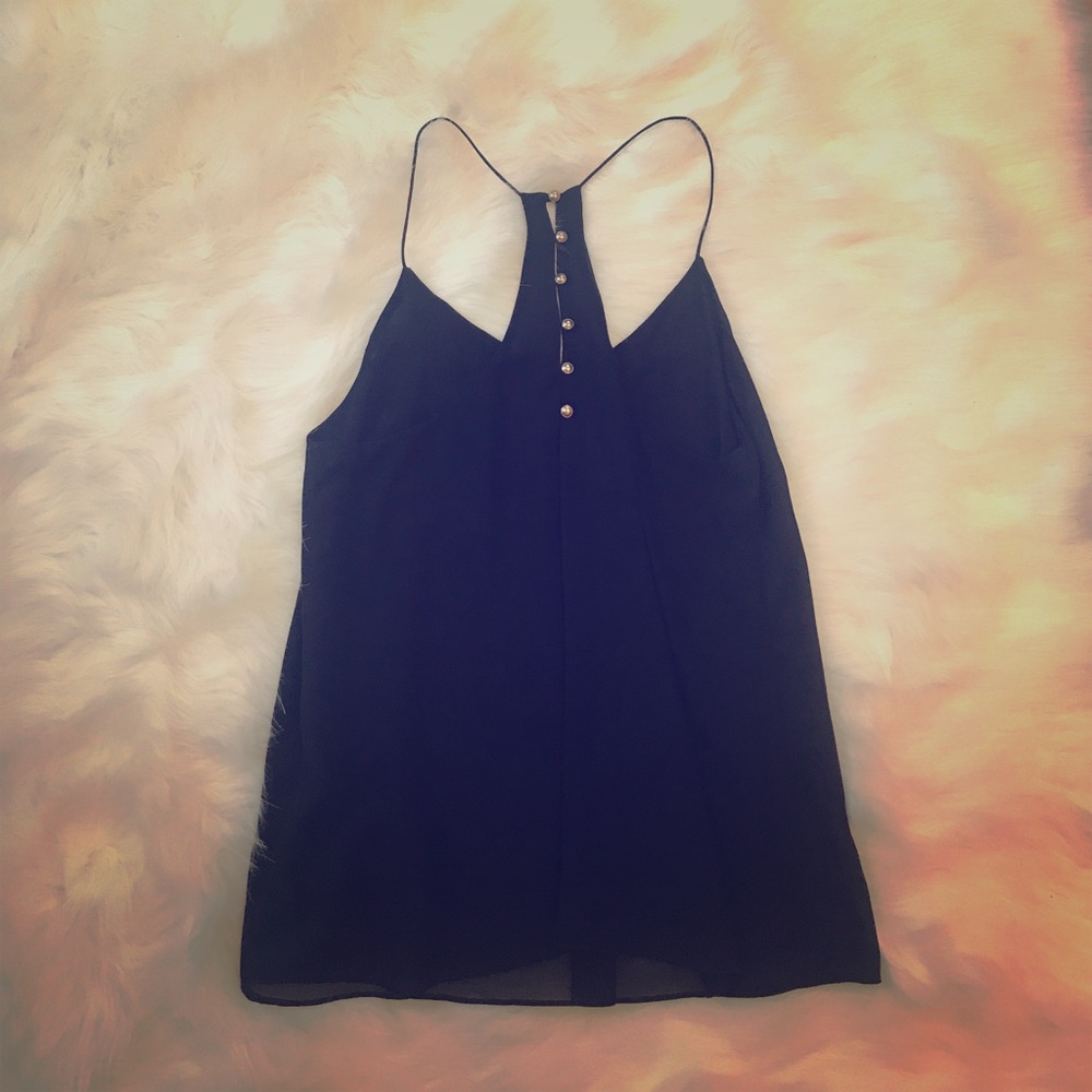 Thin strapped polyester black tank!
